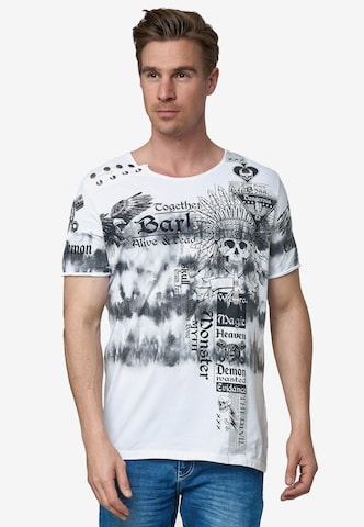 Rusty Neal T-Shirt in Batik Optik in Weiß: predná strana