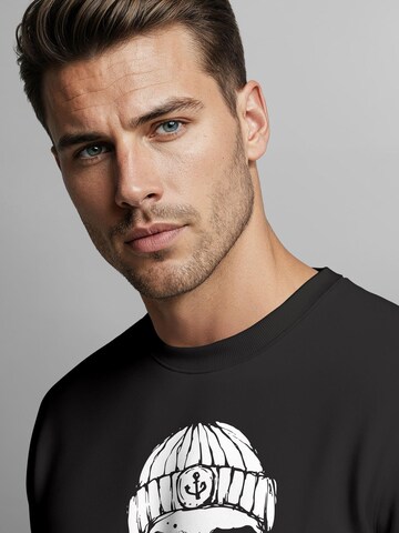 Neverless Sweatshirt 'Moin Totenkopf' in Black