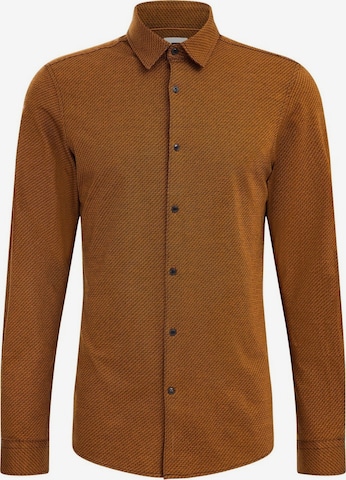 Slim fit Camicia di WE Fashion in marrone: frontale