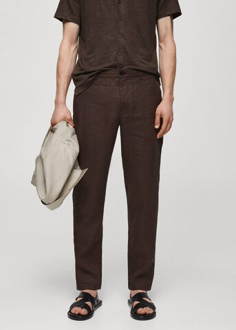 MANGO MAN Slim fit Chino Pants 'Oyster' in Brown: front