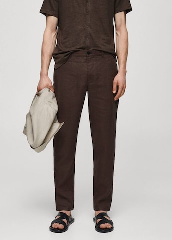 MANGO MAN Slim fit Chino Pants 'Oyster' in Brown: front