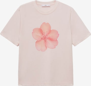 MANGO Тениска 'FLORAL' в розово: отпред