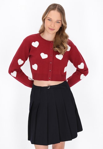 MYMO Knit cardigan in Red: front