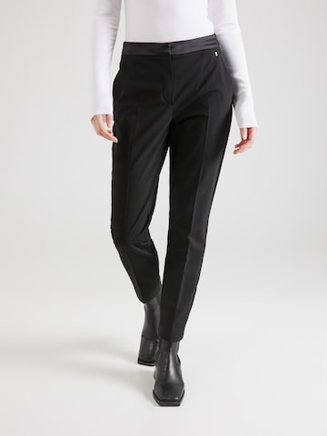 COMMA Tapered Pleated Pants in Black: front