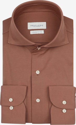 Profuomo Slim Fit Hemd 'Japanese Knitted' in Rot: Vorderseite