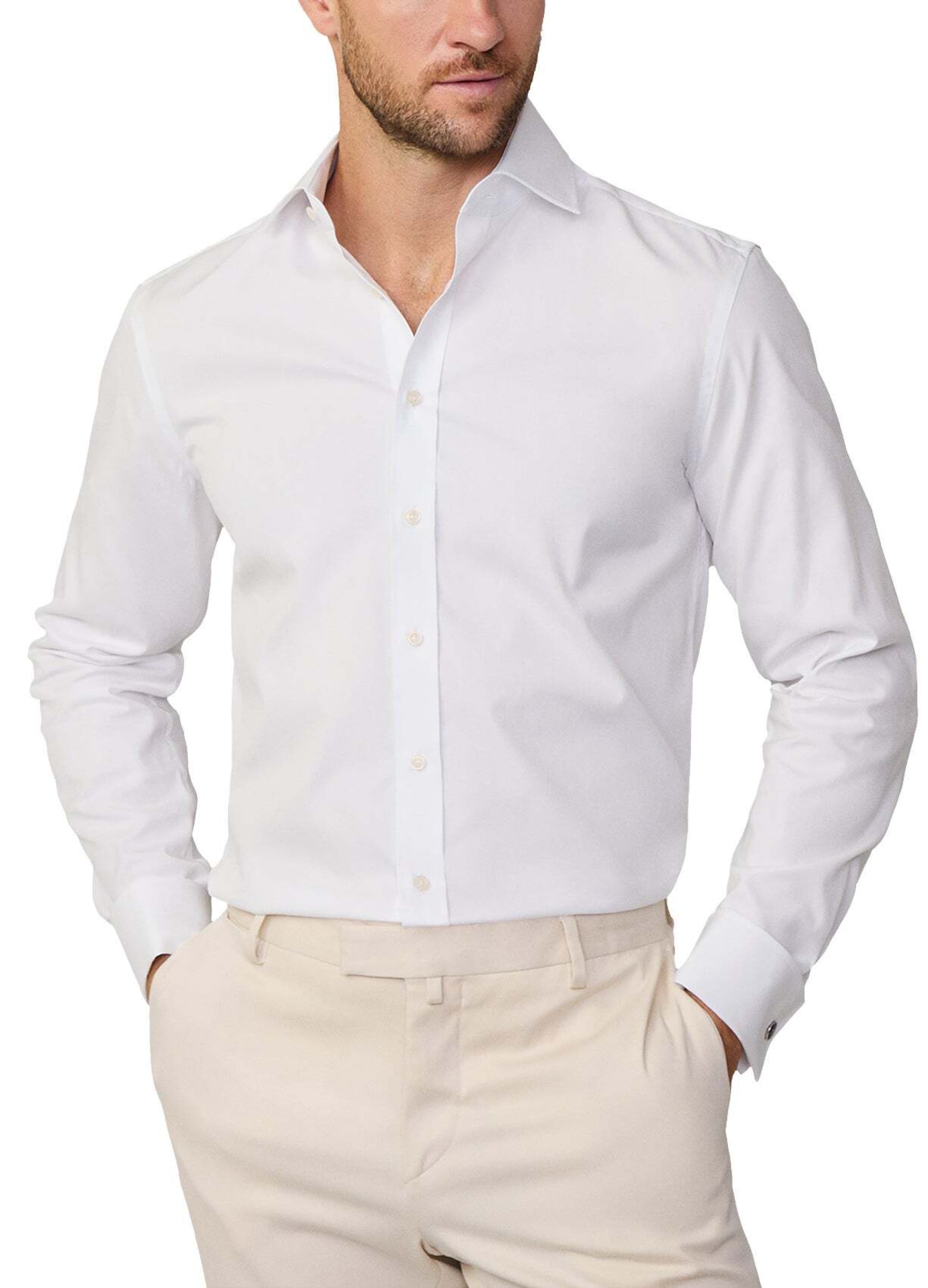 Hackett London Regular fit Zakelijk overhemd 'Pinpoint Dс' in Wit