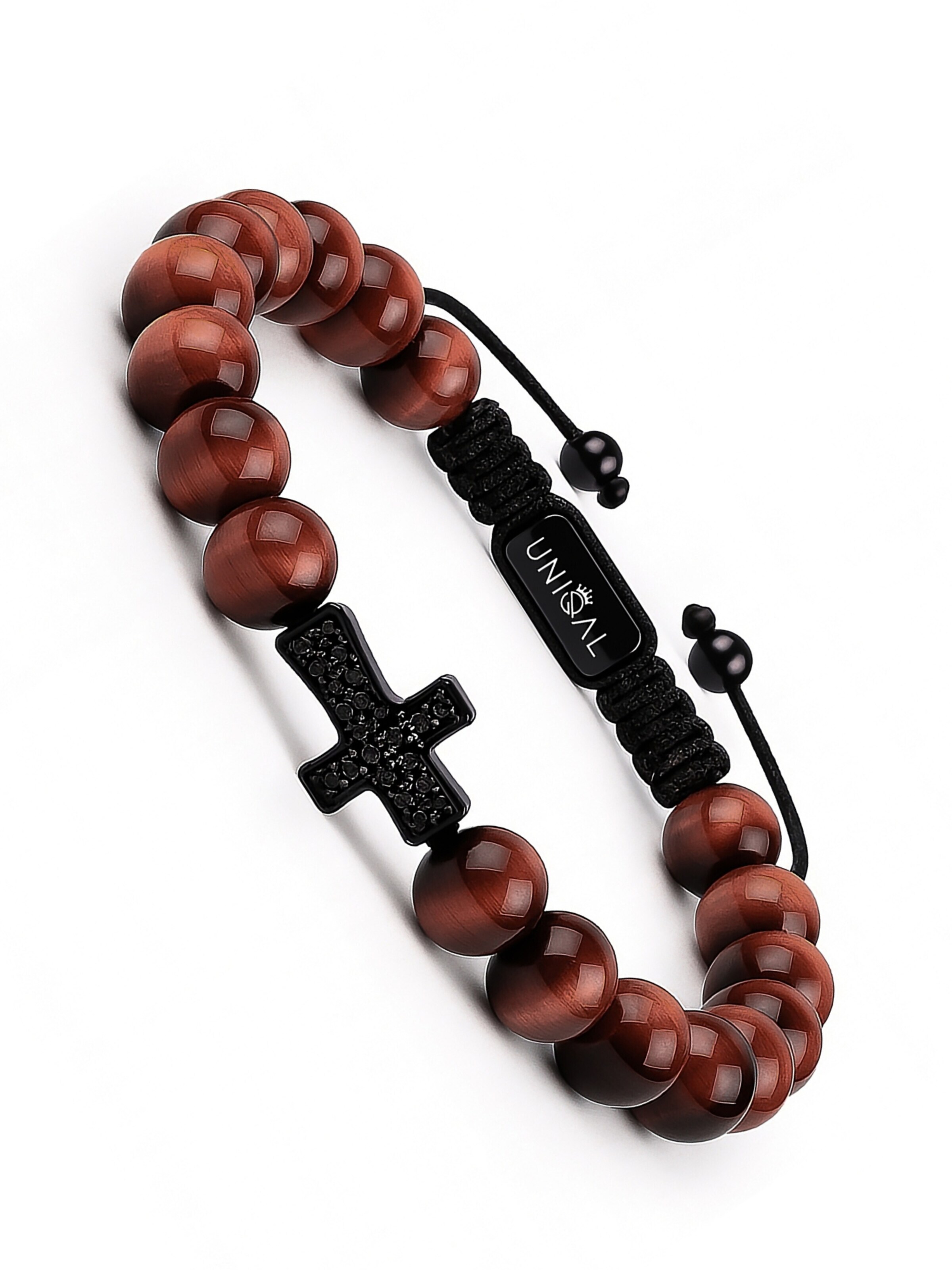 UNIQAL Bracelet 'RED TIGERAUGE ZIRKONIA' in Mixed colors: front