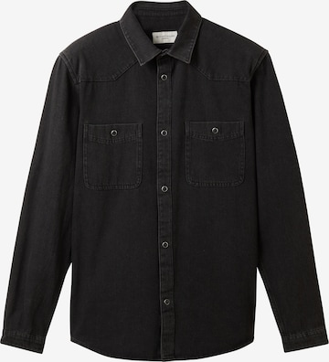 TOM TAILOR Button Up Shirt in Black: front