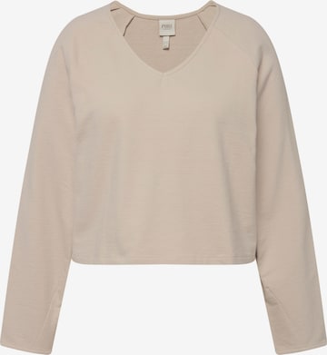 Sweat-shirt Ulla Popken en beige : devant