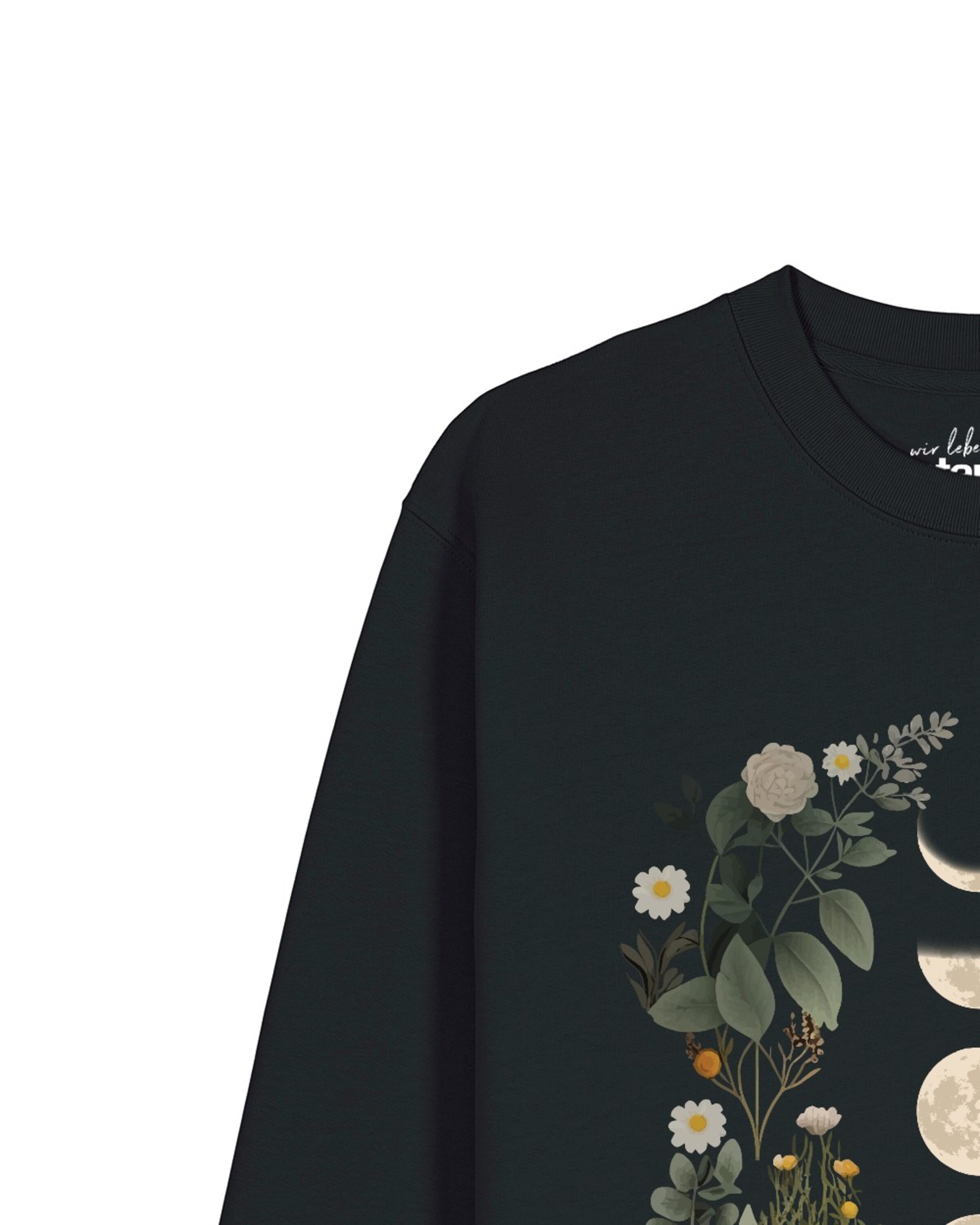 Sweat-shirt 'Moonphases & Flowers' Watapparel en noir