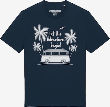 Watapparel Shirt 'Let the adventure begin' in Blauw: voorkant