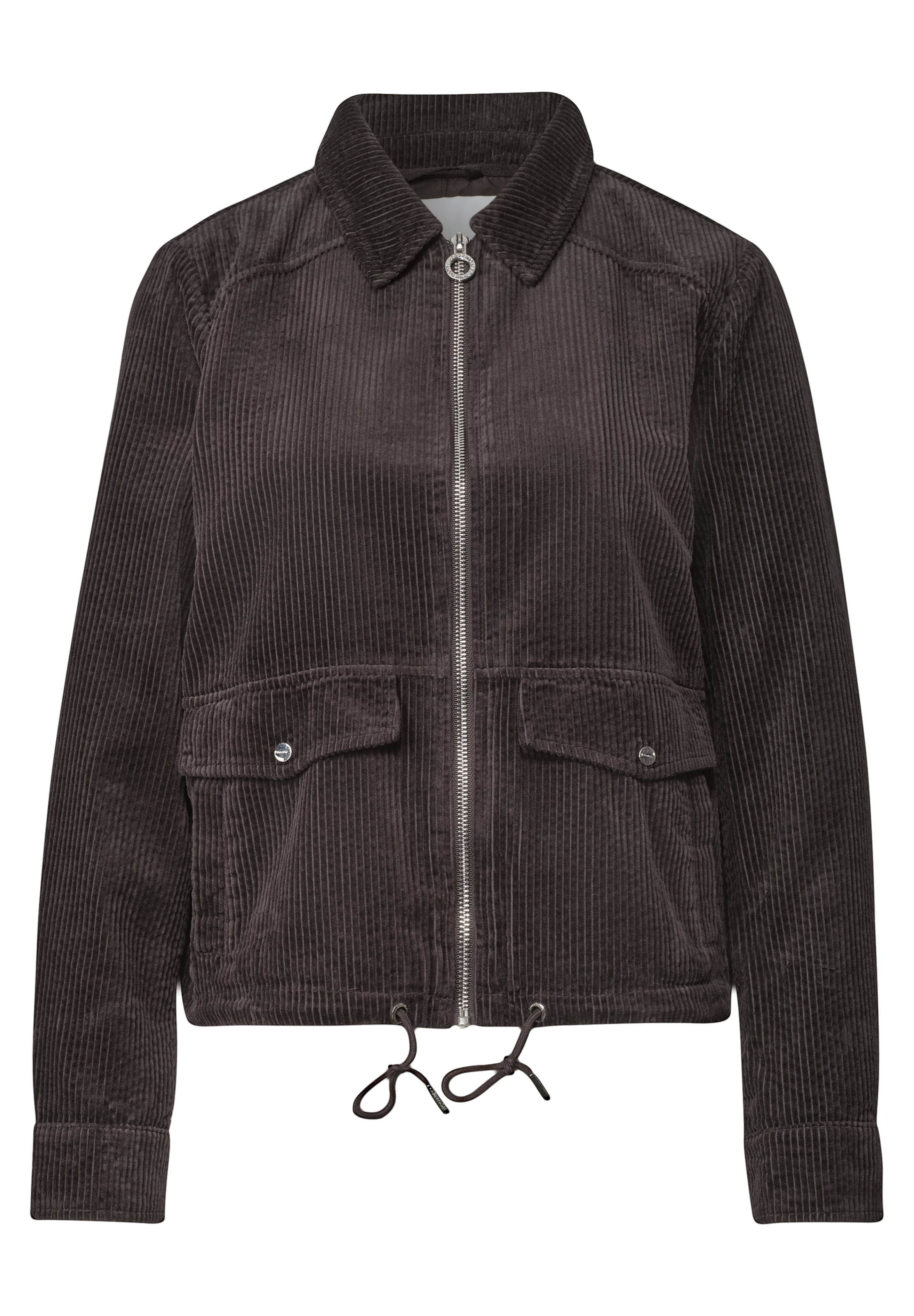 STREET ONE Cordjacke mit Hemdkragen und Zipper in Braun: Vorderseite