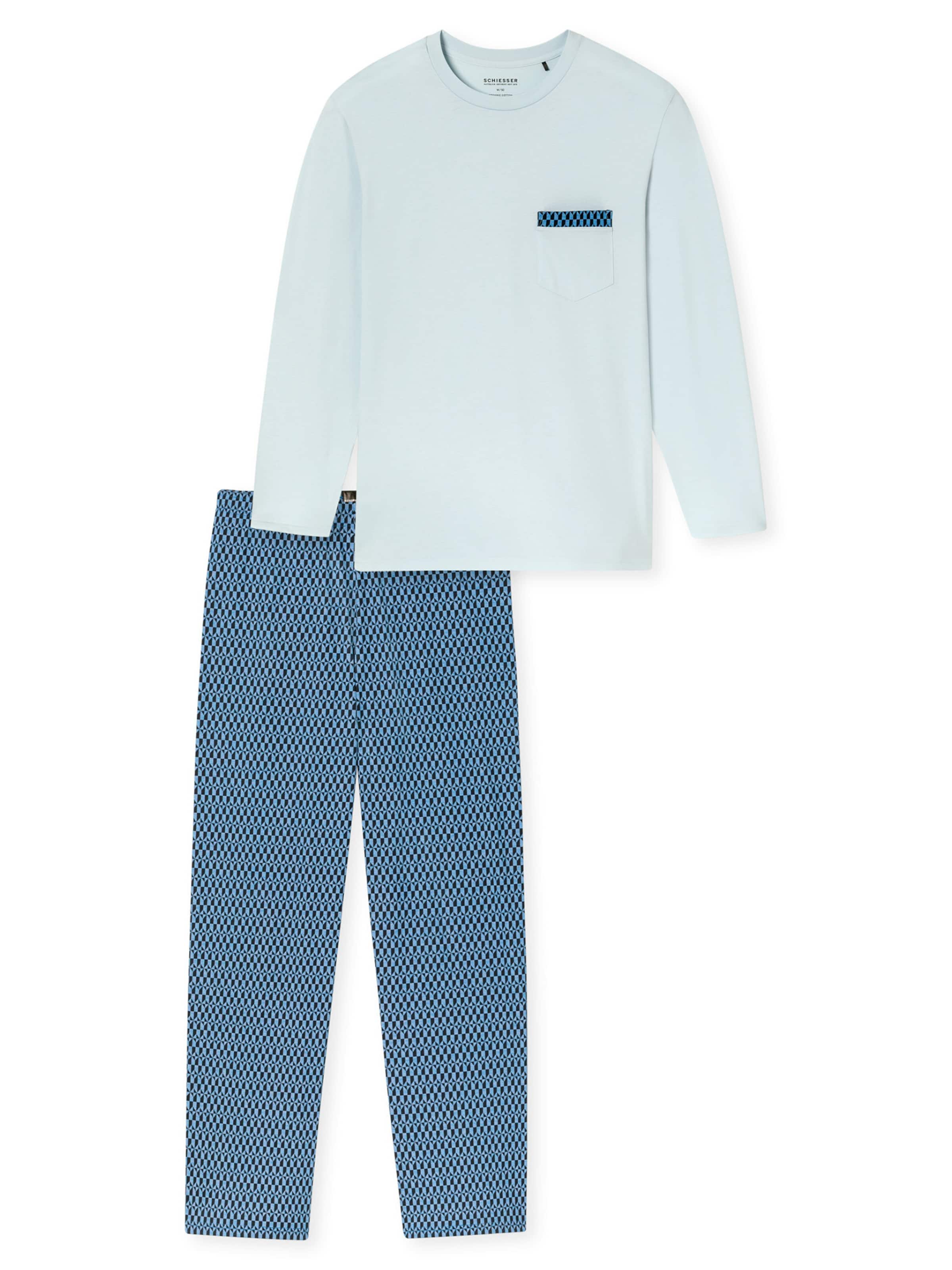 SCHIESSER - Pijama largo 'Comfort Nightwear' en azul: frente