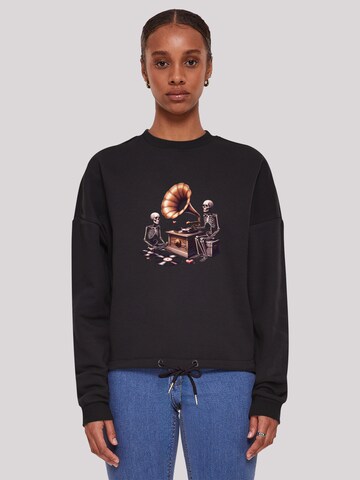 Sweat-shirt 'Gothic Skeleton Vintage Vinyl Plattenspieler' F4NT4STIC en noir : devant
