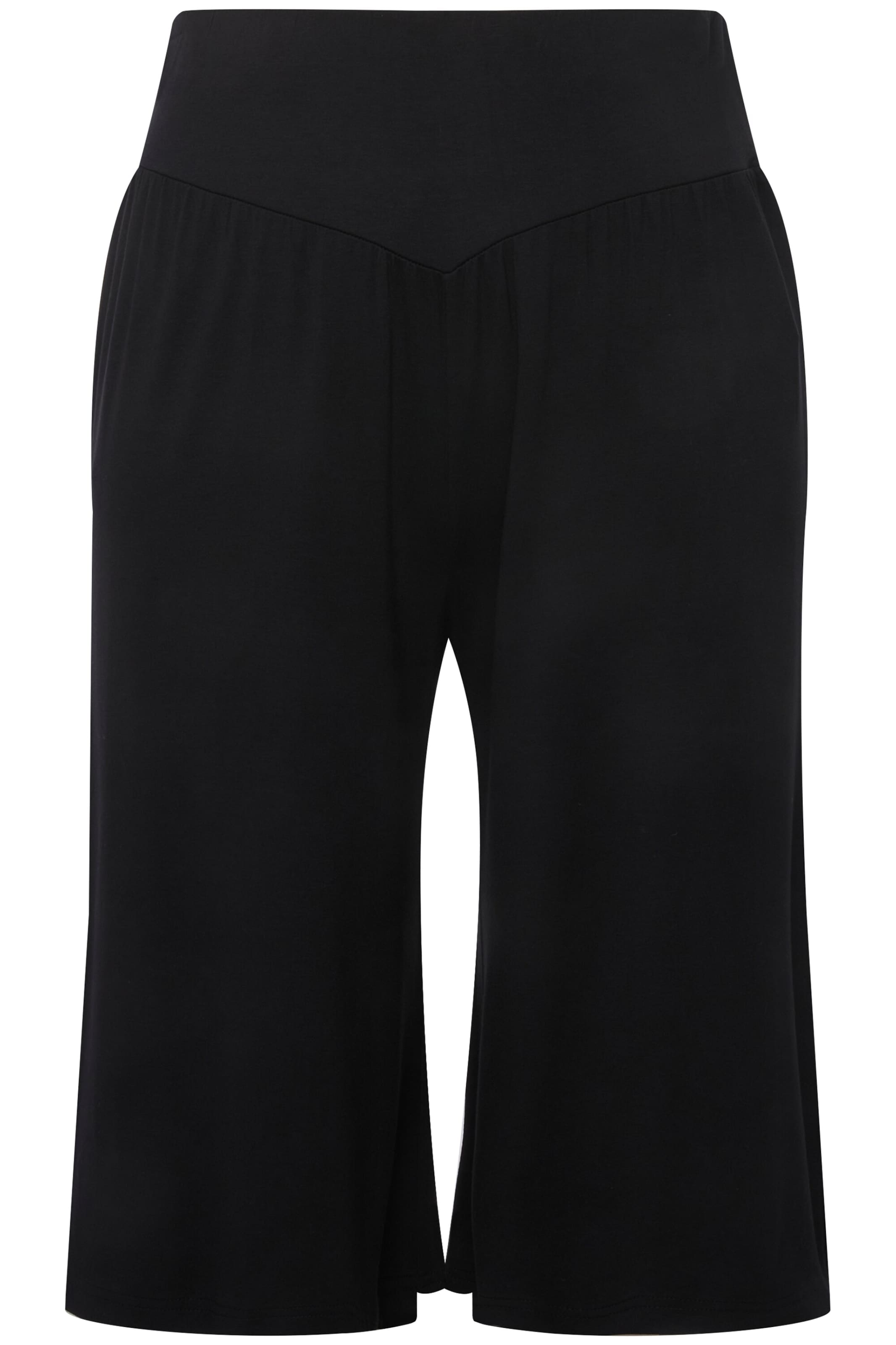 Ulla Popken Wide Leg Shorts in Schwarz: Vorderseite