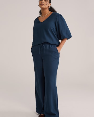 mėlyna WE Fashion Plačios klešnės Kelnės