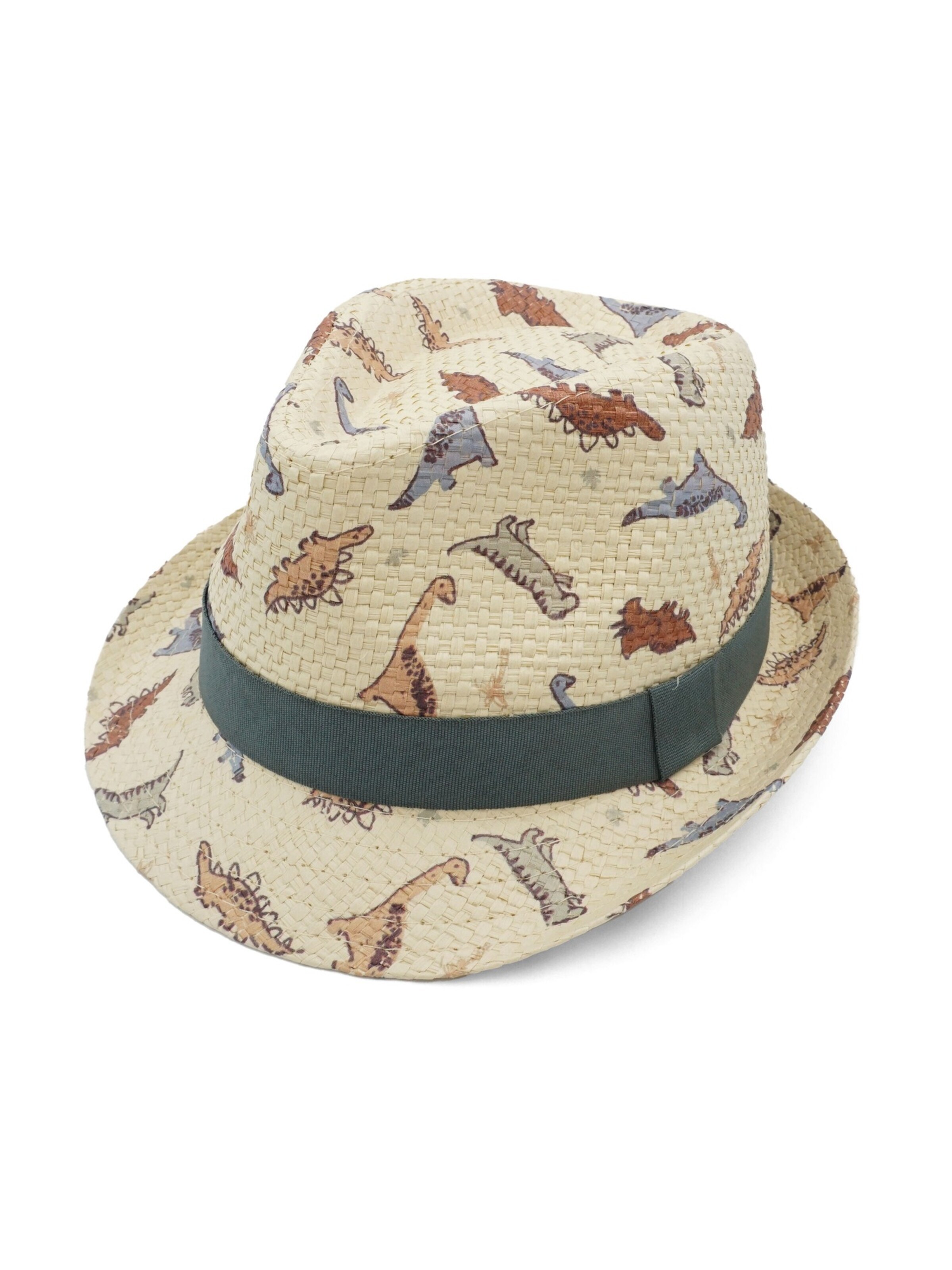 MAXIMO Hat 'MINI BOY-Trilby Dinosaurier' in White: front
