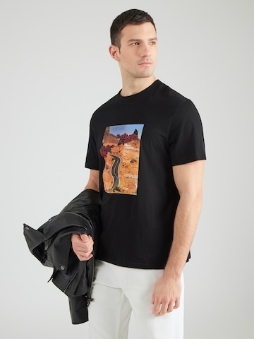 HUGO Тениска 'Dikerd' в черно: отпред