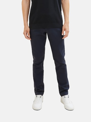 Coupe slim Pantalon chino TOM TAILOR en bleu : devant