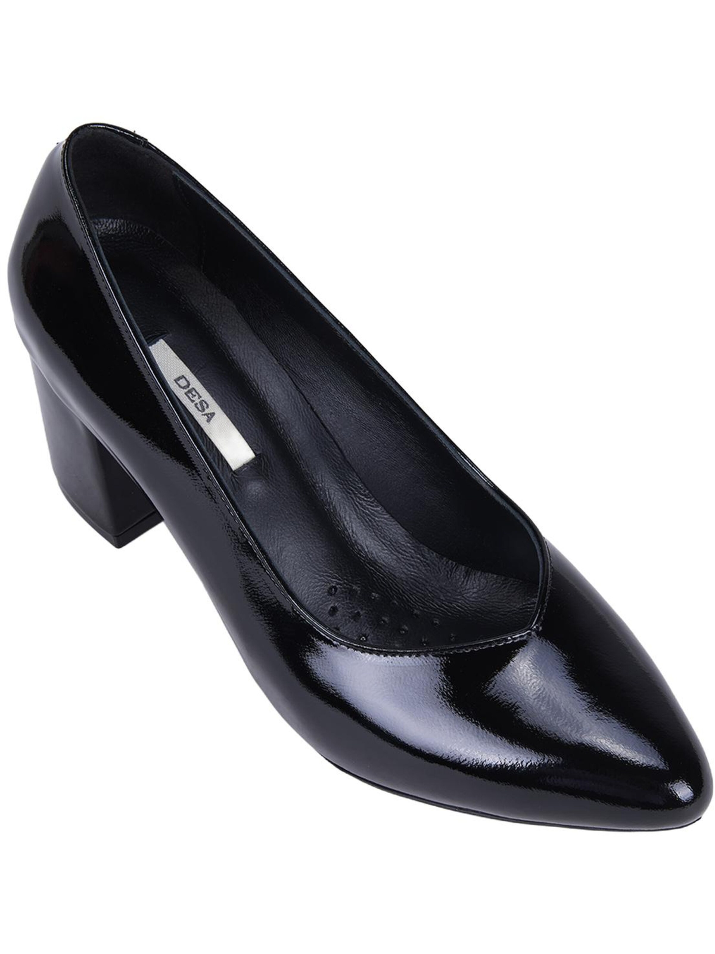 Desa - Zapatos destalonado 'DESA Damen-Pumps aus Lackleder mit Blockabsatz' en negro