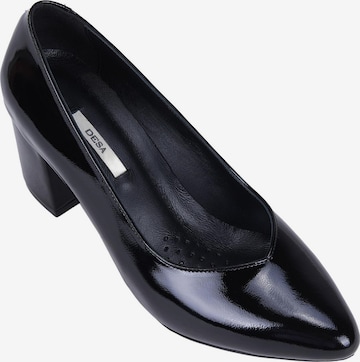 Desa - Zapatos destalonado 'DESA Damen-Pumps aus Lackleder mit Blockabsatz' en negro: frente