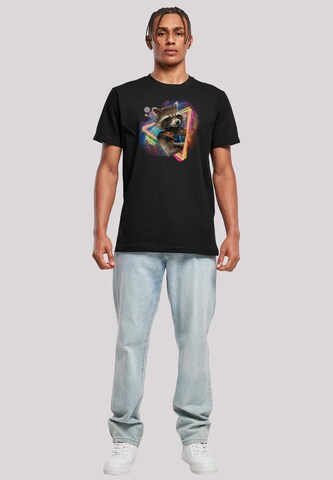 T-Shirt 'Marvel Guardians of the Galaxy Neon Rocket' F4NT4STIC en noir