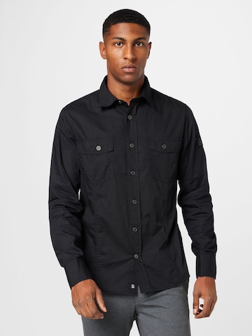 Brandit Regular fit Button Up Shirt in Black: front