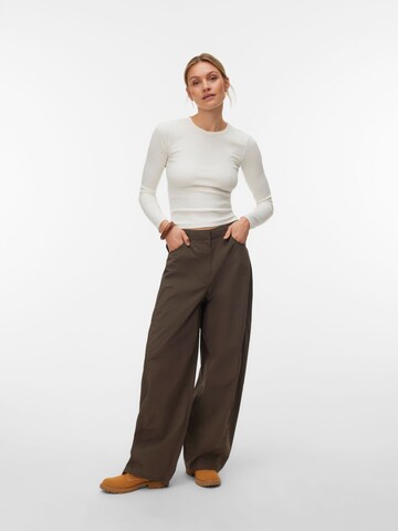VERO MODA Wide Leg Hose 'VMJose' in Braun