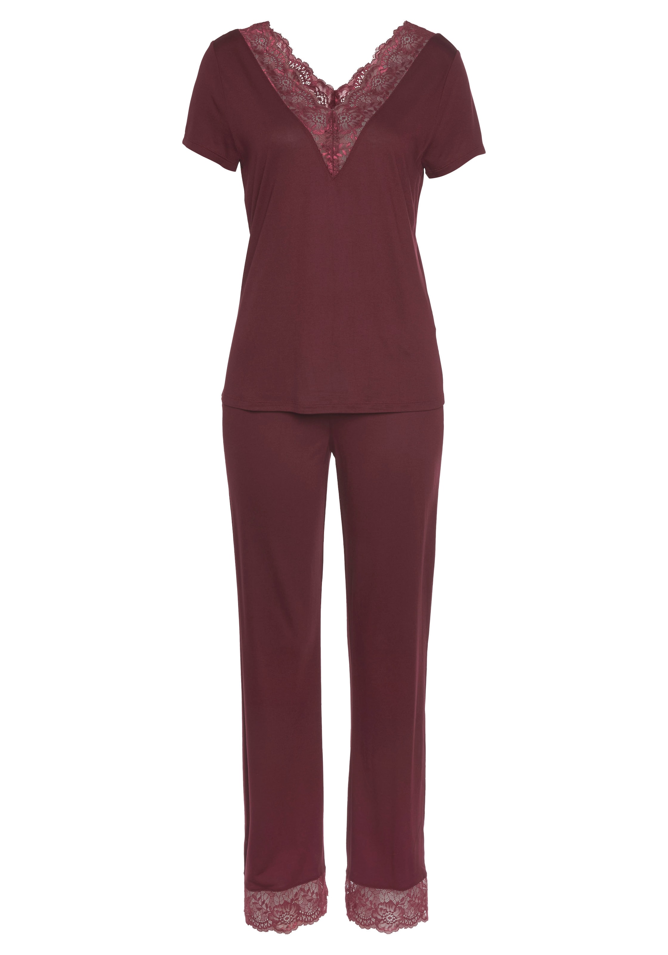 LASCANA Pižama | rdeča barva: sprednja stran