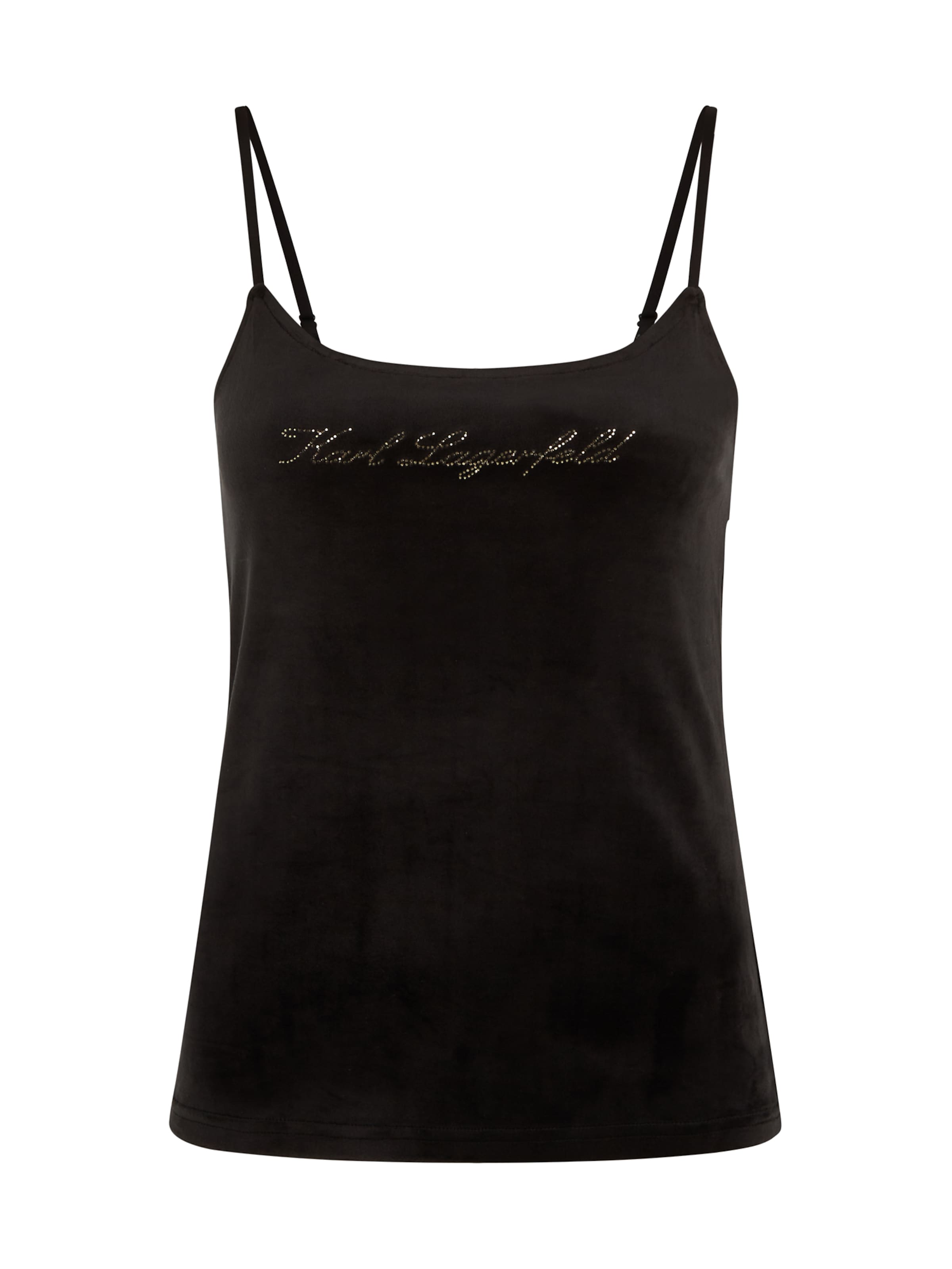 Top de la Karl Lagerfeld pe negru: față