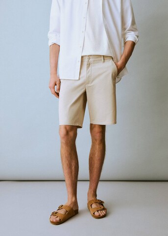 MANGO MAN Regular Pants in Beige: front
