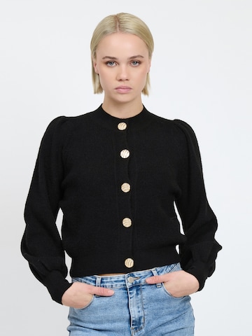 Influencer Knit Cardigan in Black: front