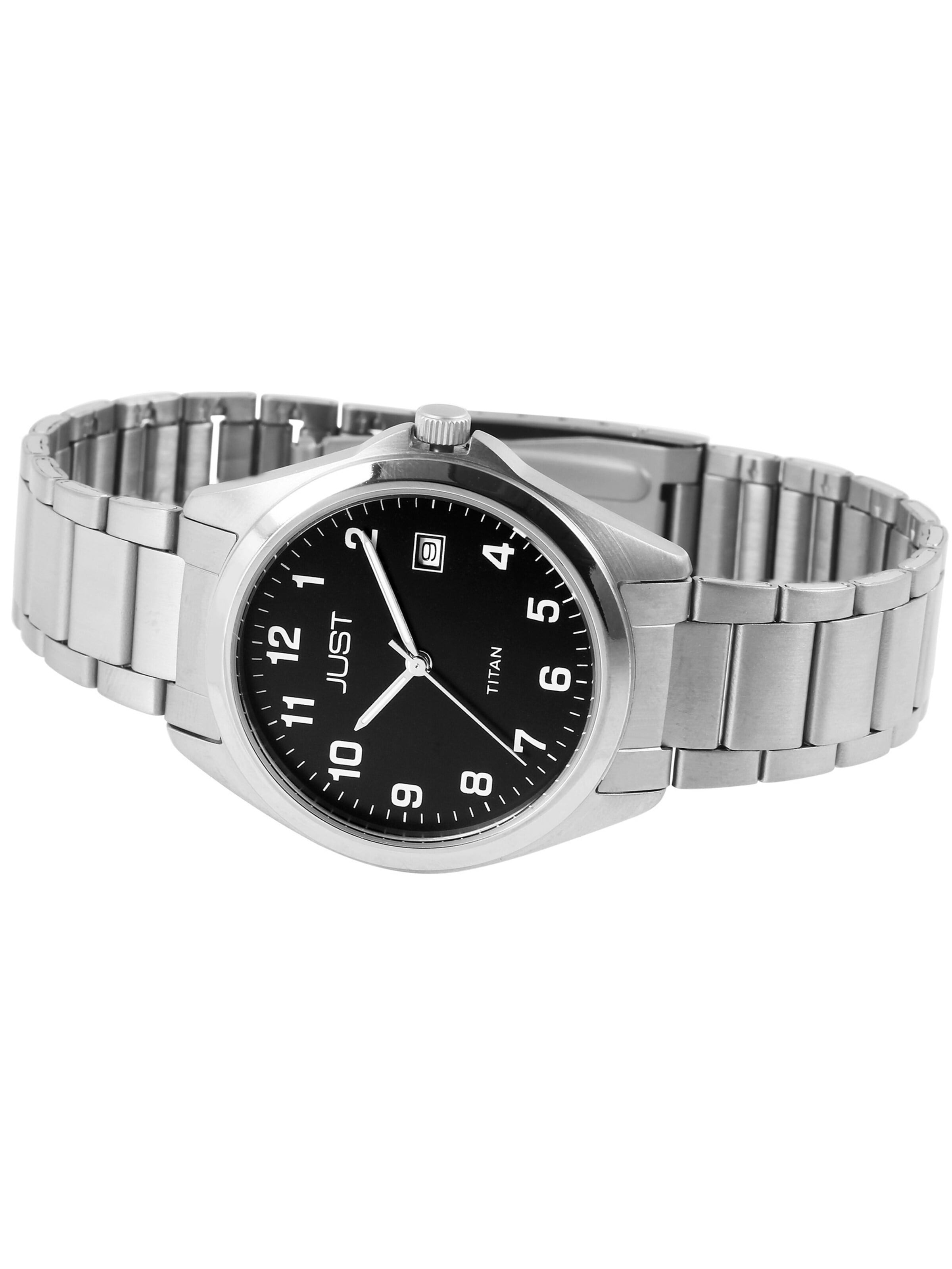 JUST Analog Watch 'aus Titan mit Datumsanzeige, Antiallergiker, 5 ATM' in Silver: front