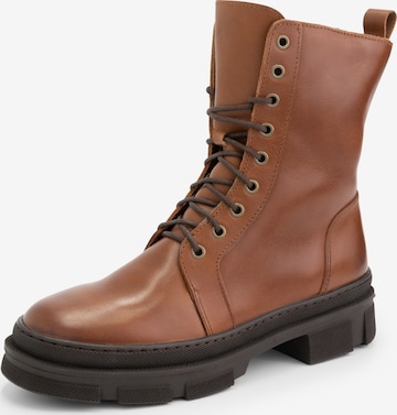 Mysa Lace-Up Ankle Boots 'Aster ' in Brown: front
