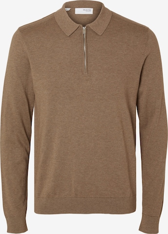 Pull-over 'SLHBerg' SELECTED en marron : devant