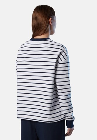 North Sails gestreiftes Sweatshirt mit Kordelzug in Weiß