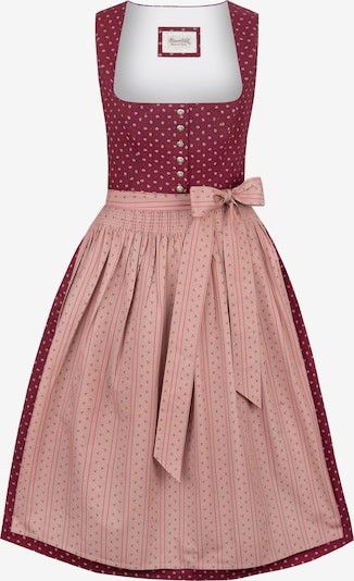 STOCKERPOINT Dirndl 'Gina' in bordeaux / burgunder / pastellrot / weiß, Produktansicht