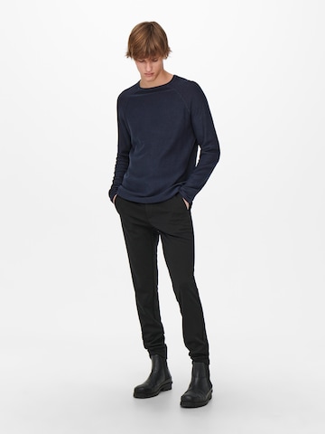 Only & Sons Regular Fit Pullover 'Dextor' in Blau