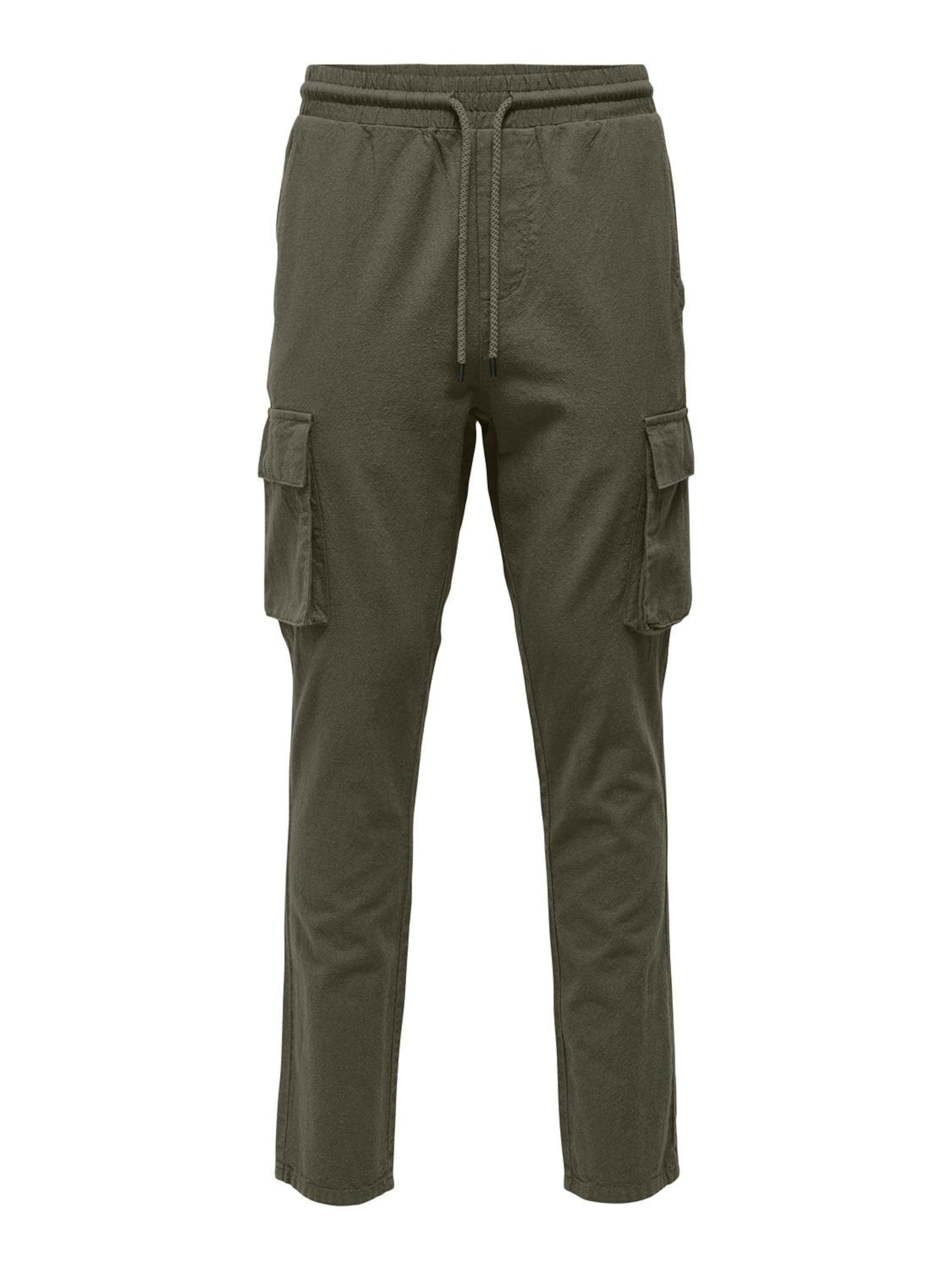 Only & Sons Tapered Cargobukser 'ONLLinus' i grøn: forside