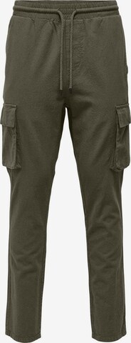 Effilé Pantalon cargo 'Linus' Only & Sons en vert : devant