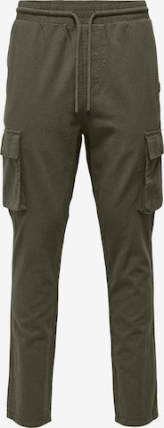 Only & Sons Tapered Cargobroek 'LINUS' in Groen: voorkant