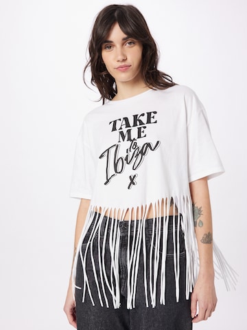 River Island Shirt 'TAKE ME TO IBIZA' in Wit: voorkant