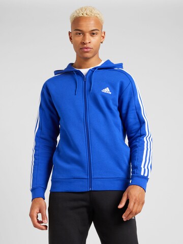 ADIDAS SPORTSWEAR Athletic Zip-Up Hoodie 'Essentials' in Blue: front