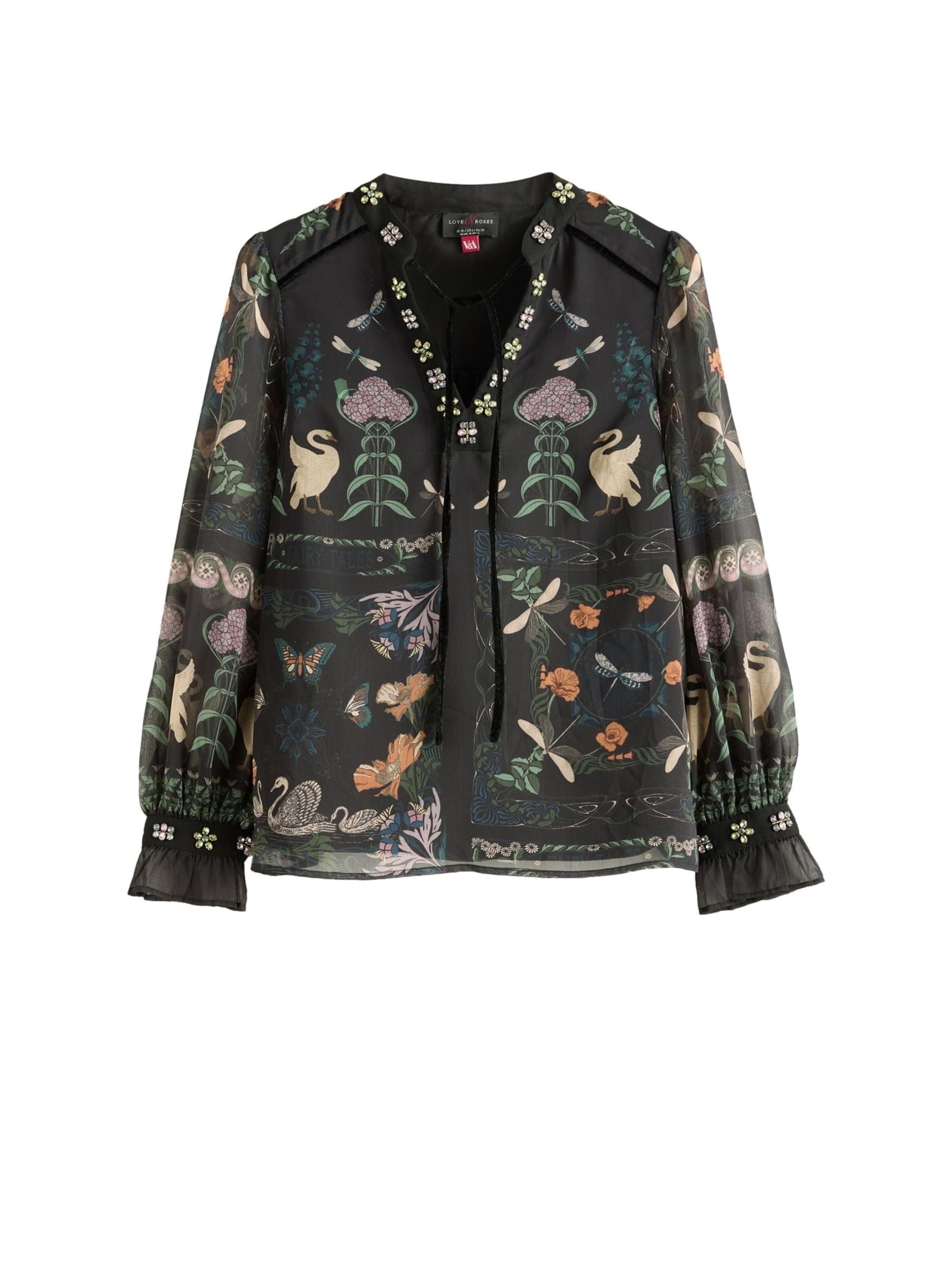 Camicia da donna di love & roses in nero: frontale