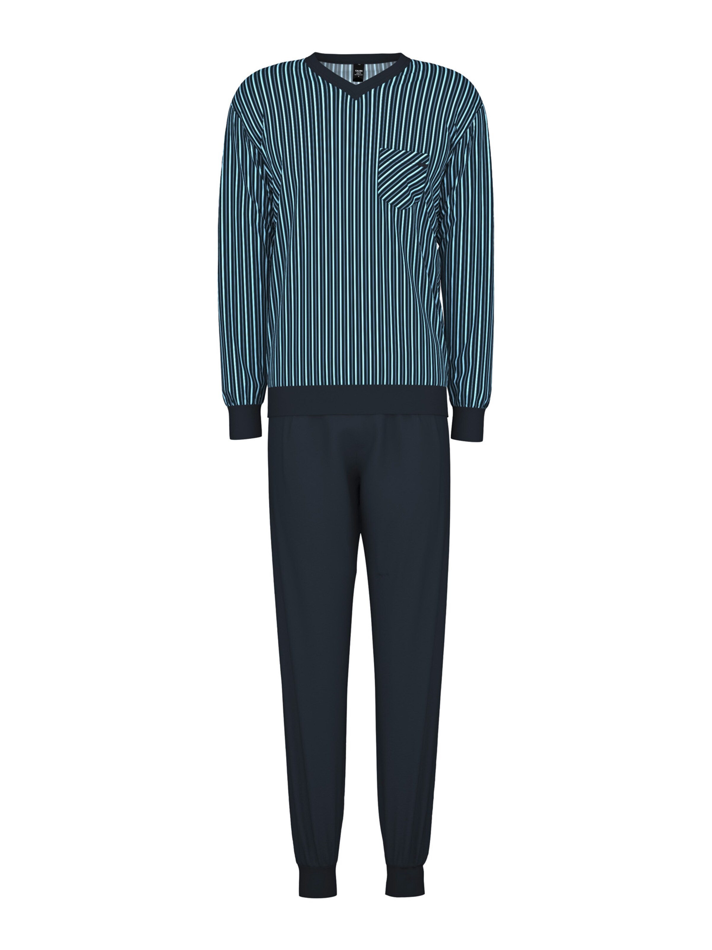 CALIDA Pyžamo dlouhé 'Relax Imprint' – modrá: přední strana