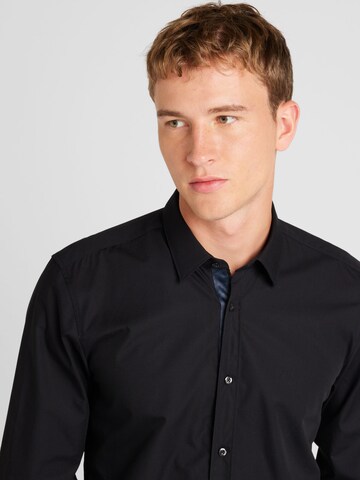 HUGO Slim Fit Hemd 'Elisha02' in Schwarz