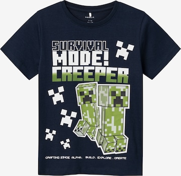 NAME IT Shirt 'Mylius Minecraft' in Blue: front