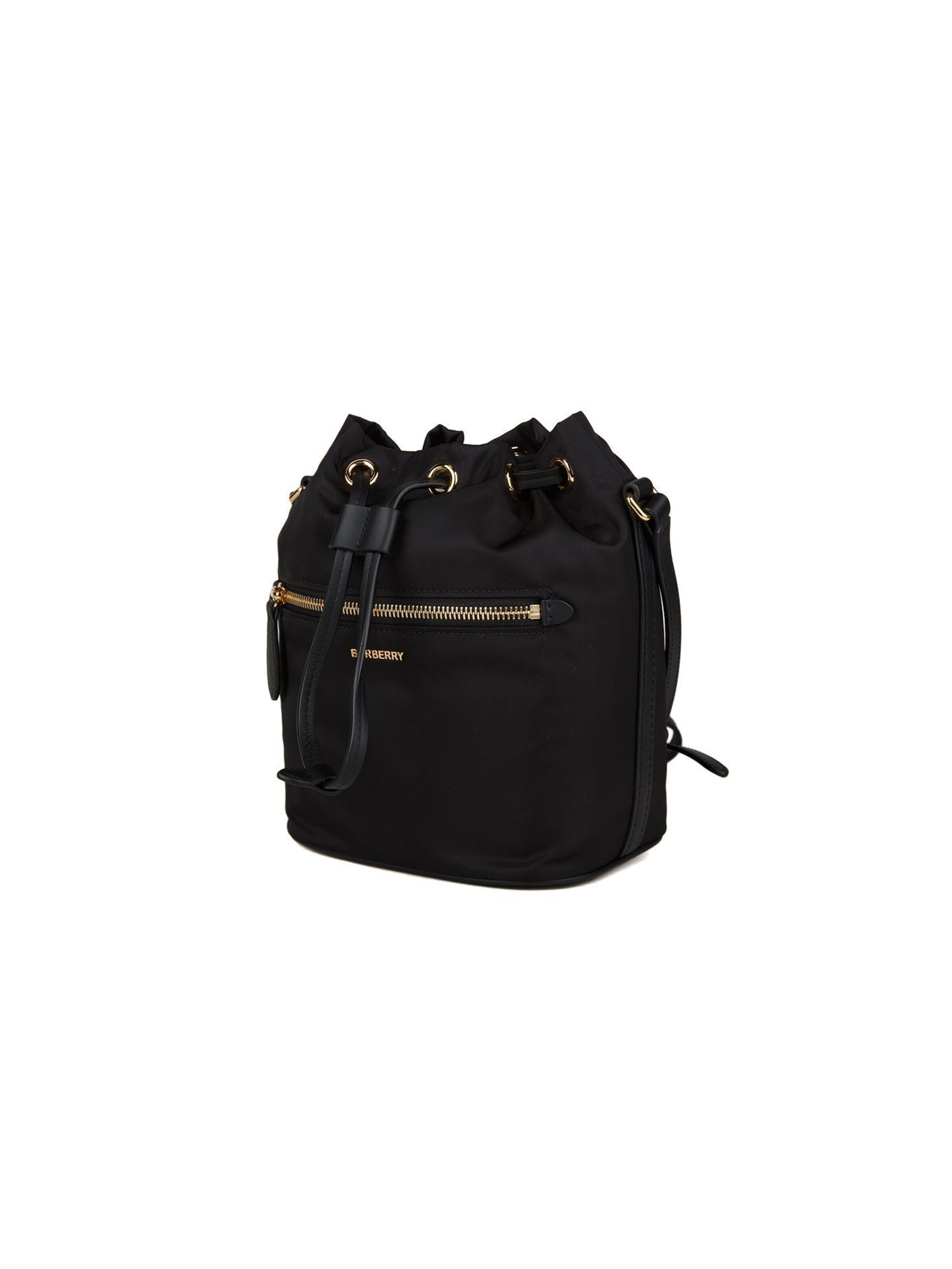 BURBERRY Portemonnee 'Medium Nylon Drawstring Bucket Bag 19x12x19 cm' in Zwart
