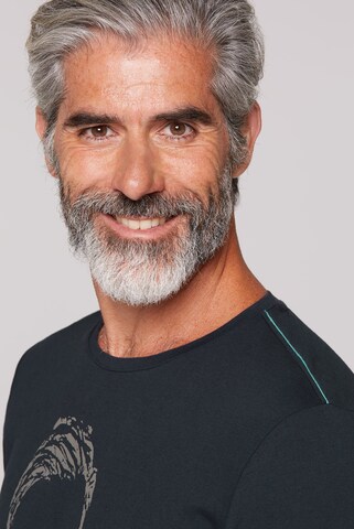 CAMP DAVID T-Shirt mit Mega Print in Blau