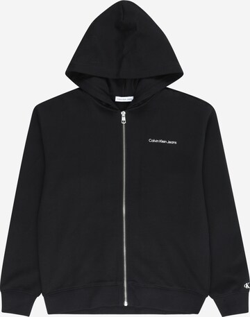 Calvin Klein Jeans Zip-Up Hoodie in Black: front